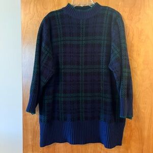 Stefano Basics Blue Green Plaid Sweater Acrylic Plaid 90s Y2K Vintage Size 1X/2X